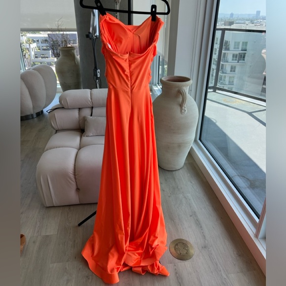 Orange Strapless Maxi Gown - Picture 7 of 8